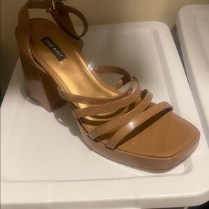 Nine West Women's Brown Strappy Block Heels